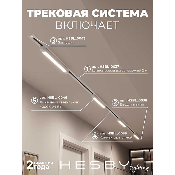 Встраиваемая однофазная трековая система Hesby Lighting Skylite №1 со светильниками HSBL_kompl_S001_VI4W4K