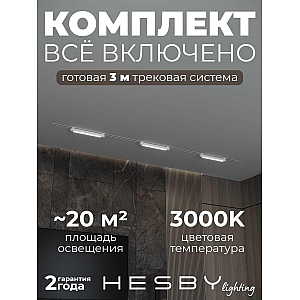 Встраиваемая однофазная трековая система Hesby Lighting Skylite №1 со светильниками HSBL_kompl_S001_VI3W3K_01