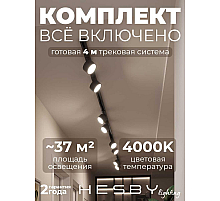 Накладная однофазная трековая система Hesby Lighting Skylite №13 со светильниками HSBL_kompl_S013_NI4B4K