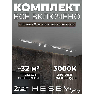 Встраиваемая однофазная трековая система Hesby Lighting Skylite №14 со светильниками HSBL_kompl_S014_VI3W3K