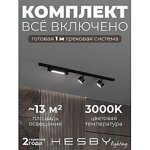 Накладная однофазная трековая система Hesby Lighting Skylite №14 со светильниками HSBL_kompl_S014_NI1B3K