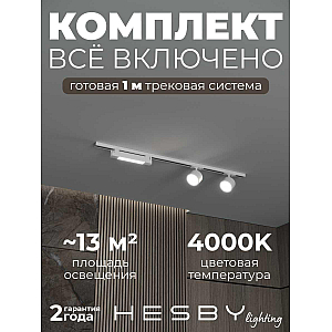 Накладная однофазная трековая система Hesby Lighting Skylite №14 со светильниками HSBL_kompl_S014_NI1W4K