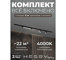 Накладная однофазная трековая система Hesby Lighting Skylite №14 со светильниками HSBL_kompl_S014_NI2B4K