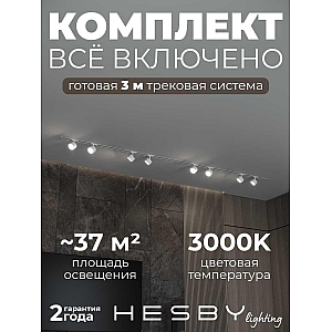 Встраиваемая однофазная трековая система Hesby Lighting Skylite №13 со светильниками HSBL_kompl_S013_VI3W3K