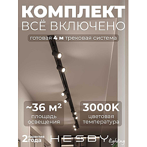 Встраиваемая однофазная трековая система Hesby Lighting Skylite №3 со светильниками HSBL_kompl_S003_VI4B3K