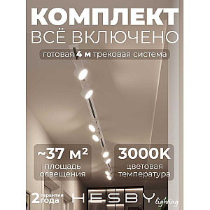 Встраиваемая однофазная трековая система Hesby Lighting Skylite №13 со светильниками HSBL_kompl_S013_VI4W3K