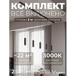 Накладная однофазная трековая система Hesby Lighting Skylite №12 со светильниками HSBL_kompl_S012_NI2B3K