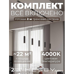Встраиваемая однофазная трековая система Hesby Lighting Skylite №12 со светильниками HSBL_kompl_S012_VI2B4K