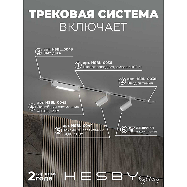 Встраиваемая однофазная трековая система Hesby Lighting Skylite №5 со светильниками HSBL_kompl_S005_VI1W4K
