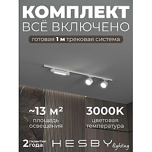 Накладная однофазная трековая система Hesby Lighting Skylite №14 со светильниками HSBL_kompl_S014_NI1W3K