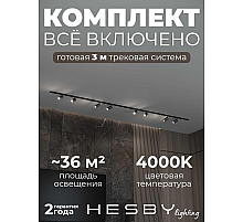 Встраиваемая однофазная трековая система Hesby Lighting Skylite №3 со светильниками HSBL_kompl_S003_VI3B4K