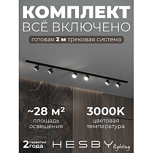 Накладная однофазная трековая система Hesby Lighting Skylite №13 со светильниками HSBL_kompl_S013_NI2B3K