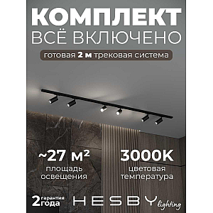 Накладная однофазная трековая система Hesby Lighting Skylite №3 со светильниками HSBL_kompl_S003_NI2B3K
