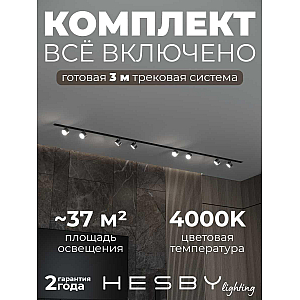 Встраиваемая однофазная трековая система Hesby Lighting Skylite №13 со светильниками HSBL_kompl_S013_VI3B4K