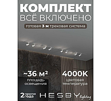 Встраиваемая однофазная трековая система Hesby Lighting Skylite №3 со светильниками HSBL_kompl_S003_VI3W4K