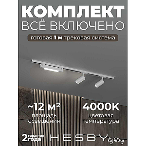 Накладная однофазная трековая система Hesby Lighting Skylite №5 со светильниками HSBL_kompl_S005_NI1W4K