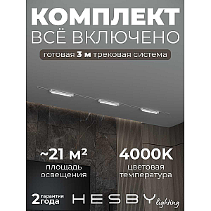 Встраиваемая однофазная трековая система Hesby Lighting Skylite №1 со светильниками HSBL_kompl_S001_VI3W4K_01