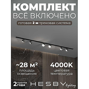 Встраиваемая однофазная трековая система Hesby Lighting Skylite №13 со светильниками HSBL_kompl_S013_VI2B4K