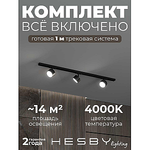 Накладная однофазная трековая система Hesby Lighting Skylite №13 со светильниками HSBL_kompl_S013_NI1B4K