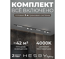 Встраиваемая однофазная трековая система Hesby Lighting Skylite №14 со светильниками HSBL_kompl_S014_VI3B4K