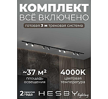 Накладная однофазная трековая система Hesby Lighting Skylite №13 со светильниками HSBL_kompl_S013_NI3B4K