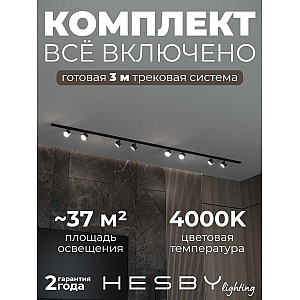 Накладная однофазная трековая система Hesby Lighting Skylite №13 со светильниками HSBL_kompl_S013_NI3B4K