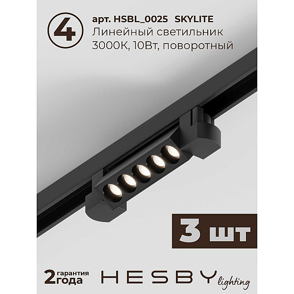 Встраиваемая однофазная трековая система Hesby Lighting Skylite №9 со светильниками HSBL_kompl_S009_VI2B3K