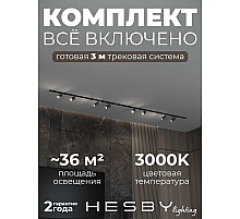 Встраиваемая однофазная трековая система Hesby Lighting Skylite №3 со светильниками HSBL_kompl_S003_VI3B3K