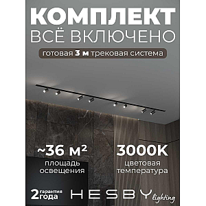 Встраиваемая однофазная трековая система Hesby Lighting Skylite №3 со светильниками HSBL_kompl_S003_VI3B3K