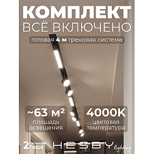 Встраиваемая однофазная трековая система Hesby Lighting Skylite №14 со светильниками HSBL_kompl_S014_VI4B4K