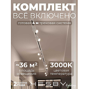 Встраиваемая однофазная трековая система Hesby Lighting Skylite №3 со светильниками HSBL_kompl_S003_VI4W3K