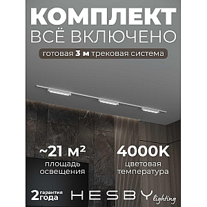 Накладная однофазная трековая система Hesby Lighting Skylite №1 со светильниками HSBL_kompl_S001_NI3W4K_01