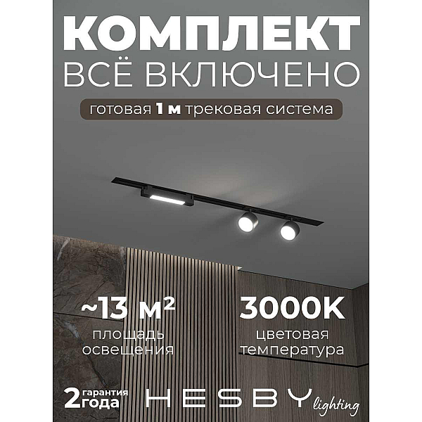 Встраиваемая однофазная трековая система Hesby Lighting Skylite №14 со светильниками HSBL_kompl_S014_VI1B3K