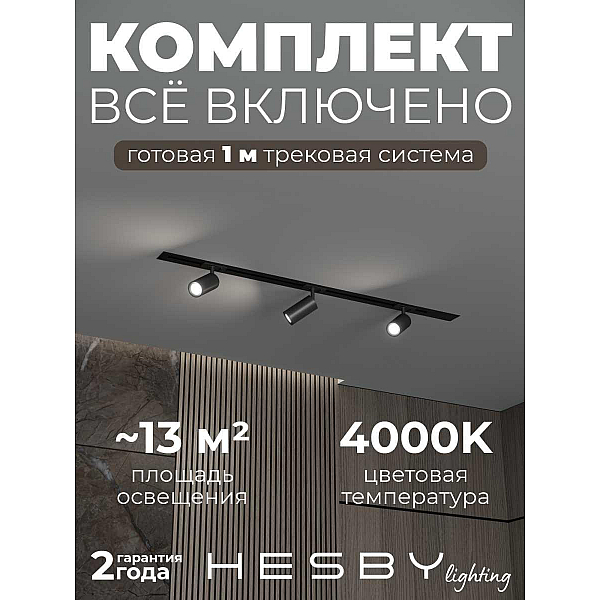 Встраиваемая однофазная трековая система Hesby Lighting Skylite №3 со светильниками HSBL_kompl_S003_VI1B4K