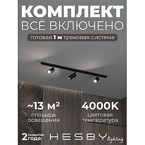 Накладная однофазная трековая система Hesby Lighting Skylite №3 со светильниками HSBL_kompl_S003_NI1B4K