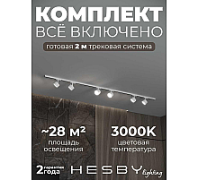 Накладная однофазная трековая система Hesby Lighting Skylite №13 со светильниками HSBL_kompl_S013_NI2W3K