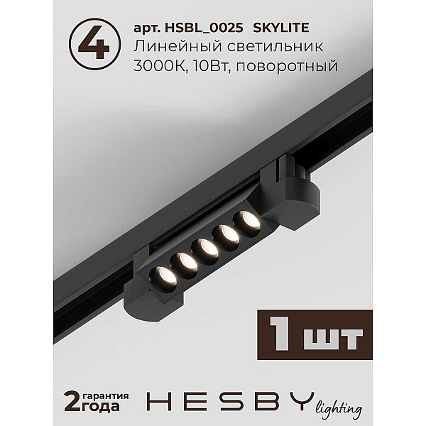 Трековая система со светильниками №10 однофазная накладная Hesby Lighting Skylite HSBL_kompl_S010_NI2B3K