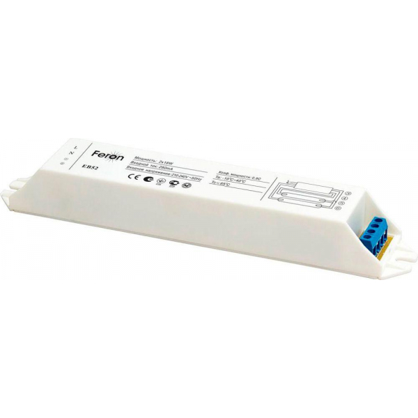 Аппарат пускорегулирующий электронный (балласт), 2*18W T8/G13 230V, EB52 Аппарат пускорегулирующий электронный (балласт), 2*18W T8/G13 230V, EB52