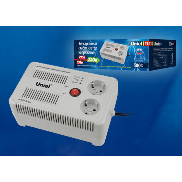 Стабилизатор напряжения Uniel 500ВА U-RST-500/1 UL-00003602