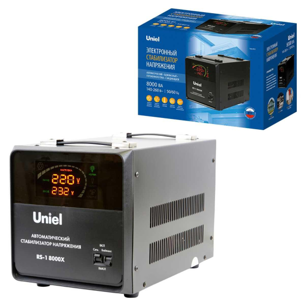 Стабилизатор напряжения серии Reliability 8000ВА Релейный однофазный Uniel RS-1 8000X