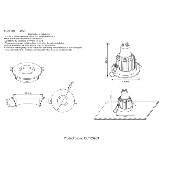 Встраиваемый светильник Crystal Lux CLT 032C1 WH Встраиваемый светильник Crystal Lux CLT 032C1 WH