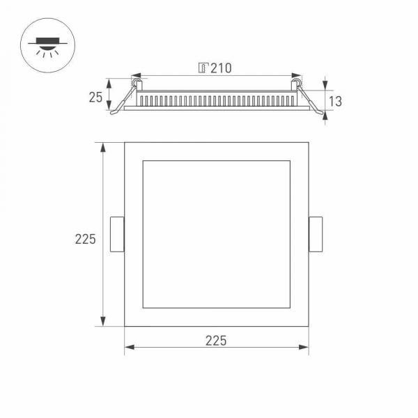 Встраиваемый светодиодный светильник Arlight DL-225x225M-21W Warm White 020137 Встраиваемый светодиодный светильник Arlight DL-225x225M-21W Warm White 020137