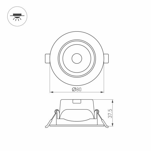 Встраиваемый светодиодный светильник Arlight LTD-Polar-Turn-R80-5W Warm3000 032857 Встраиваемый светодиодный светильник Arlight LTD-Polar-Turn-R80-5W Warm3000 032857