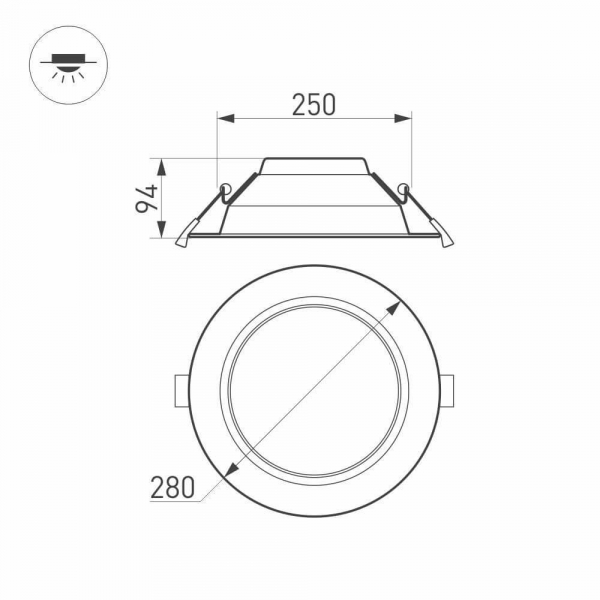 Встраиваемый светодиодный светильник Arlight IM-Cyclone-R280-40W White6000 022526(2) Встраиваемый светодиодный светильник Arlight IM-Cyclone-R280-40W White6000 022526(2)