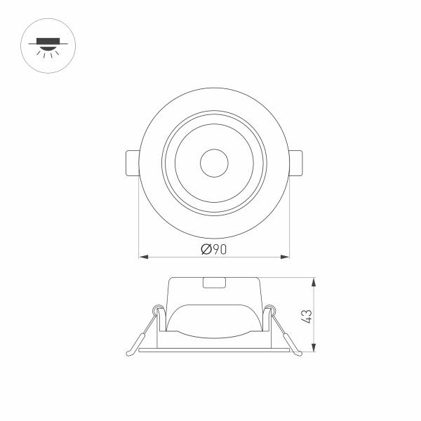 Встраиваемый светодиодный светильник Arlight LTD-Polar-Turn-R90-7W Warm3000 032310 Встраиваемый светодиодный светильник Arlight LTD-Polar-Turn-R90-7W Warm3000 032310