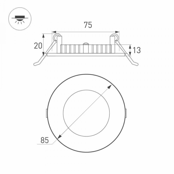 Встраиваемый светодиодный светильник Arlight DL-85M-4W Day White 020103 Встраиваемый светодиодный светильник Arlight DL-85M-4W Day White 020103
