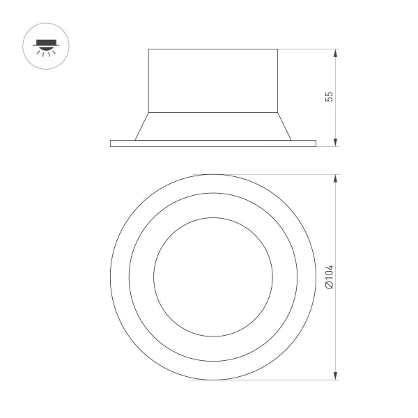 Встраиваемый светодиодный светильник Arlight MS-Breeze-Built-R104-12W Day4000 035611 Встраиваемый светодиодный светильник Arlight MS-Breeze-Built-R104-12W Day4000 035611