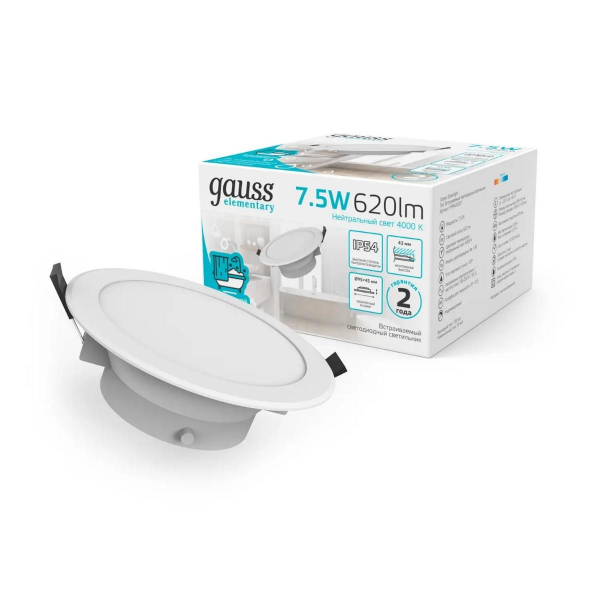 Встраиваемый светодиодный светильник Gauss Elementary Downlight 999420205 Встраиваемый светодиодный светильник Gauss Elementary Downlight 999420205