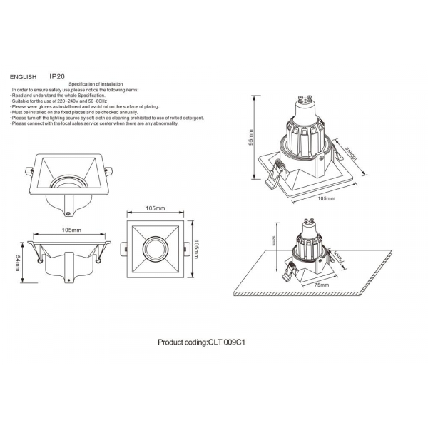 Встраиваемый светильник Crystal Lux CLT 009C1 BL Встраиваемый светильник Crystal Lux CLT 009C1 BL