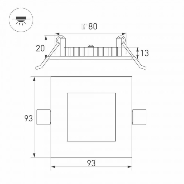 Встраиваемый светодиодный светильник Arlight DL-93x93M-5W Warm White 020123 Встраиваемый светодиодный светильник Arlight DL-93x93M-5W Warm White 020123